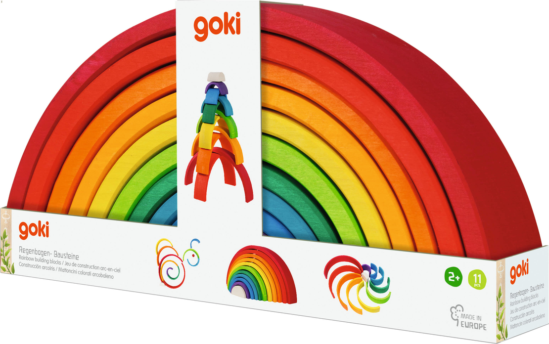 Blocuri Curcubeu din Lemn ,Goki – Jucării Educative pentru Joc Liber