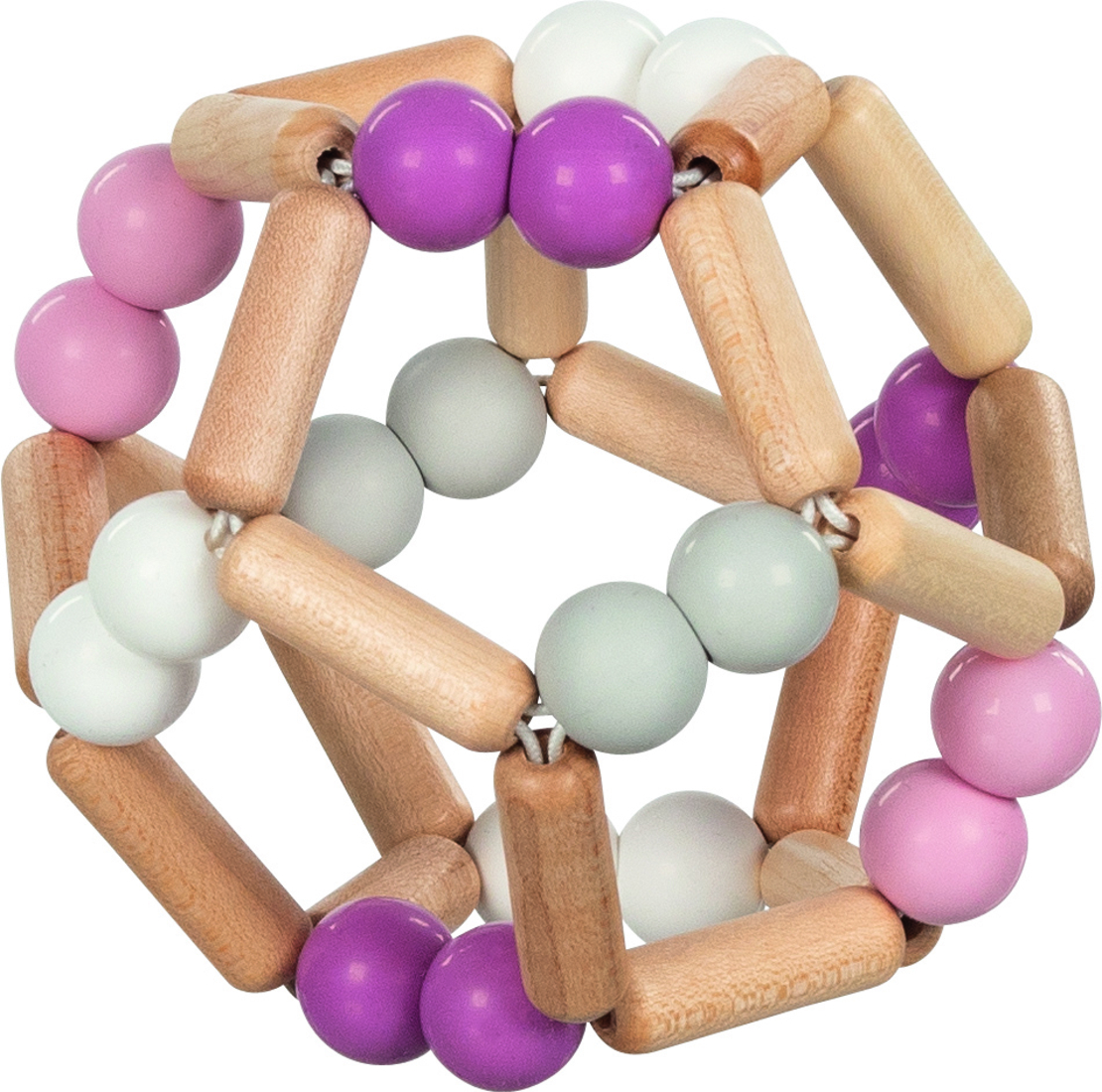 Inel tactil elastic din lemn,Roz,Goki