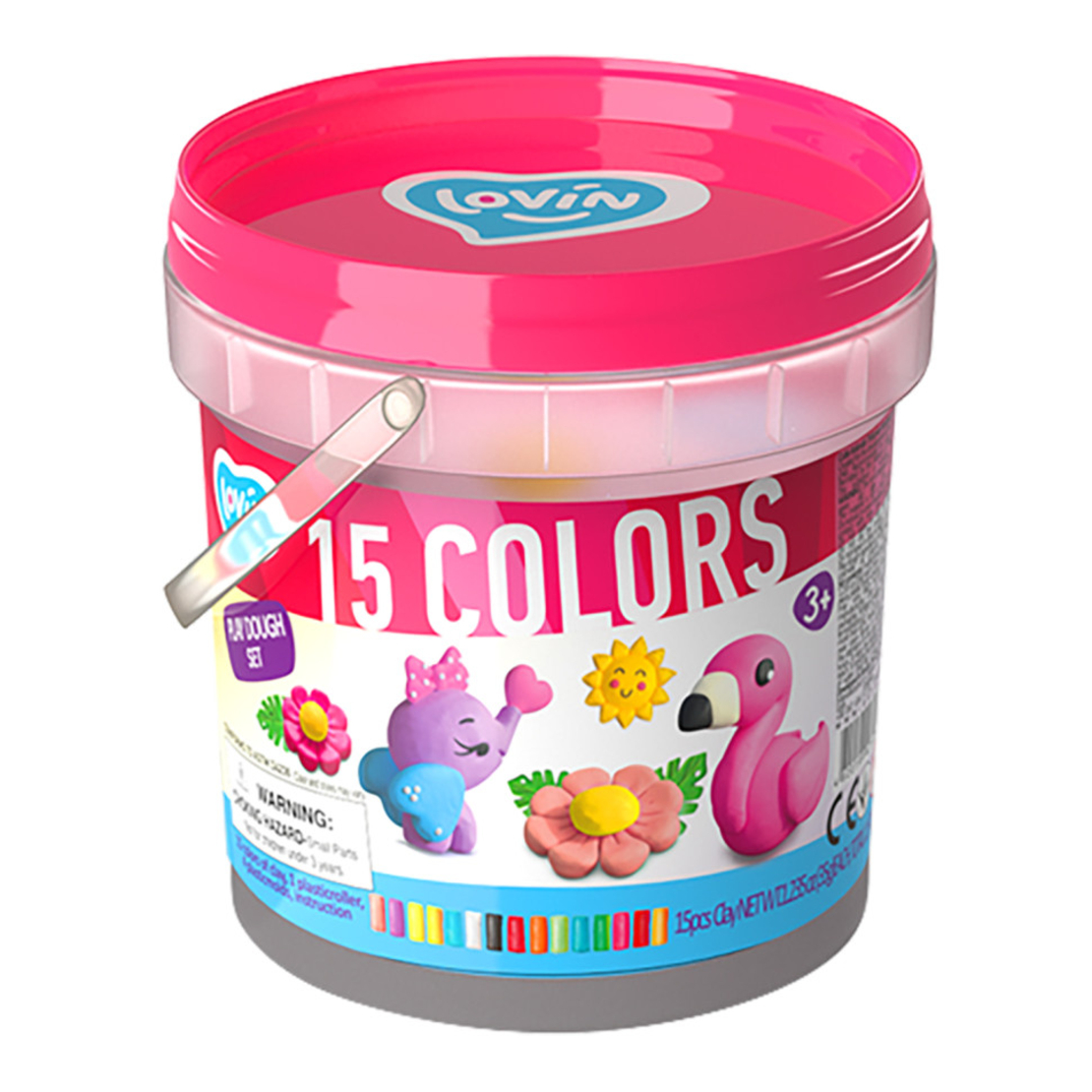 Set creativ de modelaj OKTO Clay Animale Simpatice, 15 piese/culori, include matrite si accesorii, 3 ani+