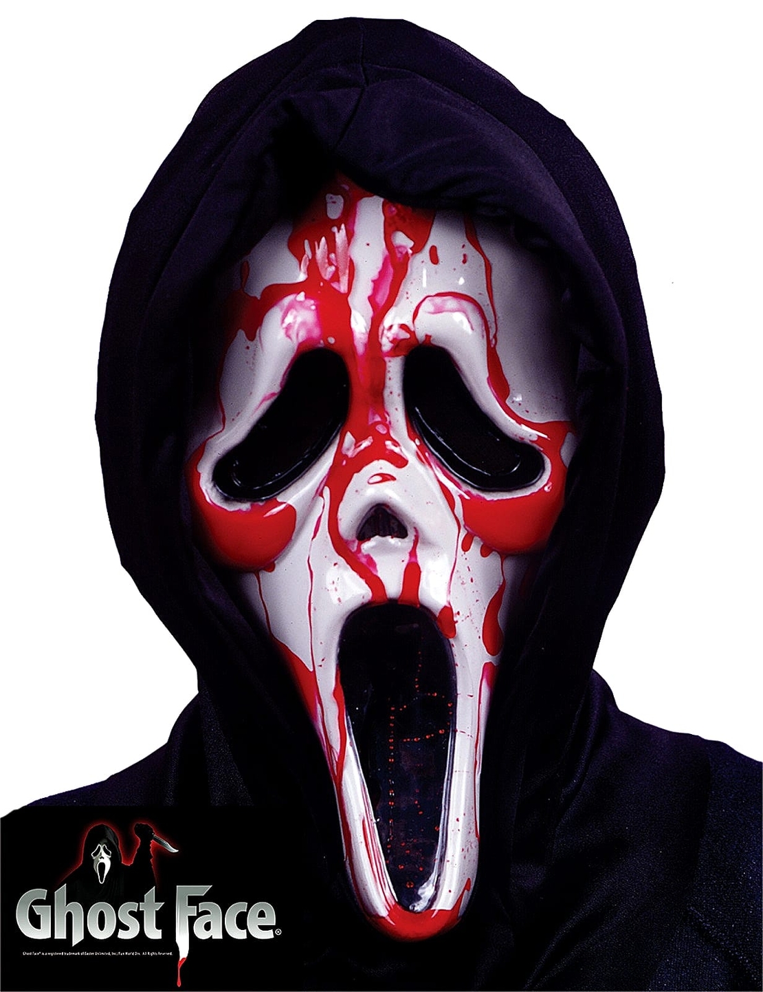 Mască Halloween Scream Ghost Face cu Sânge și Pompă, Partychimp - Licență Oficială
