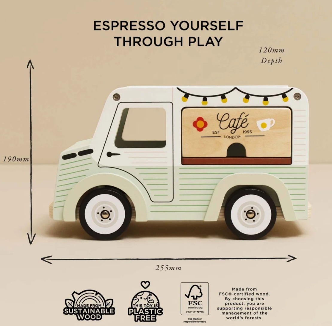 Mașină de Cafea din Lemn / Cafenea Mobilă Stil Vintage Le Toy Van