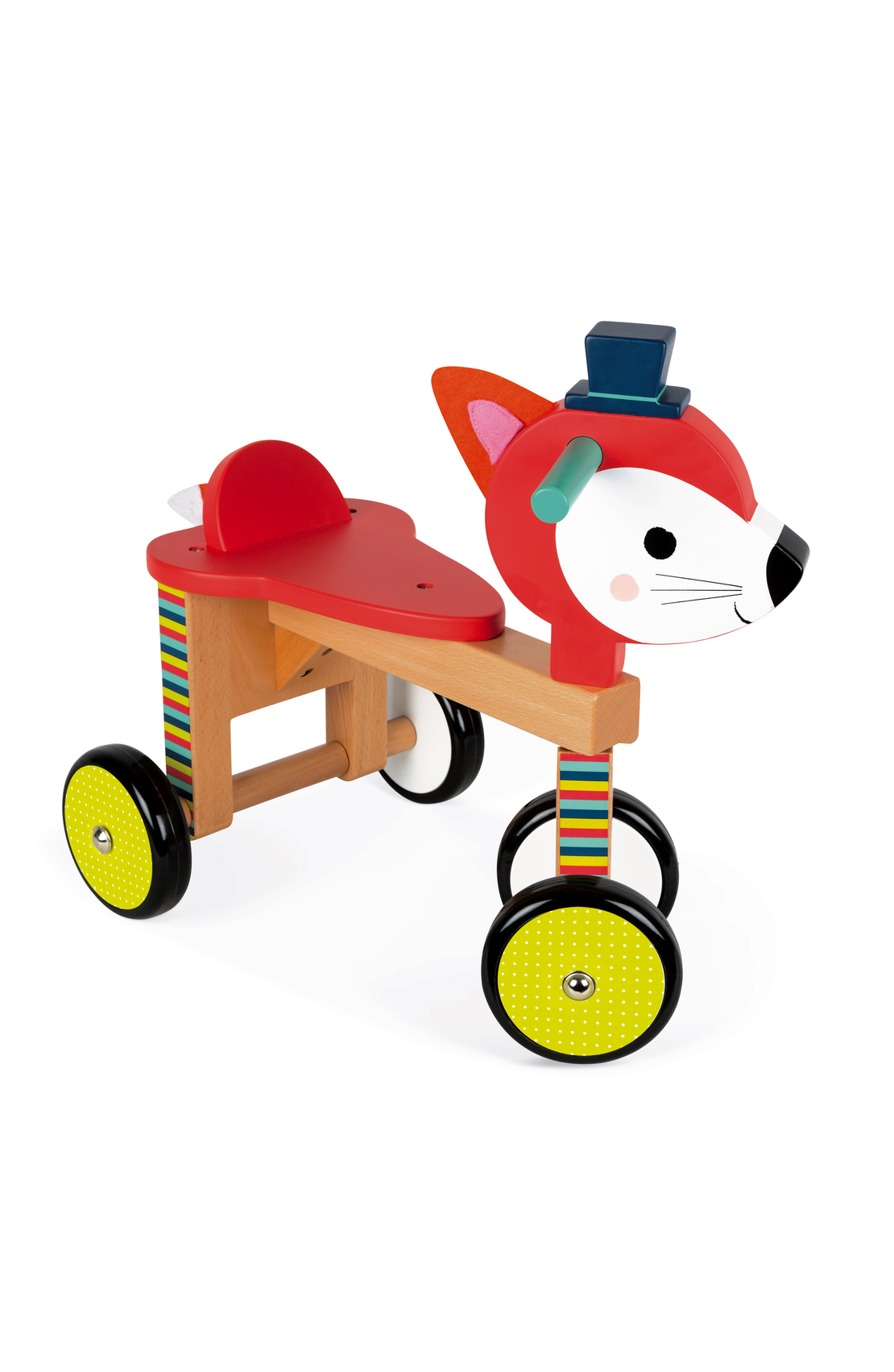 Bicicletǎ din lemn fără pedale Janod - Vulpița Baby Forest, 12-36 luni