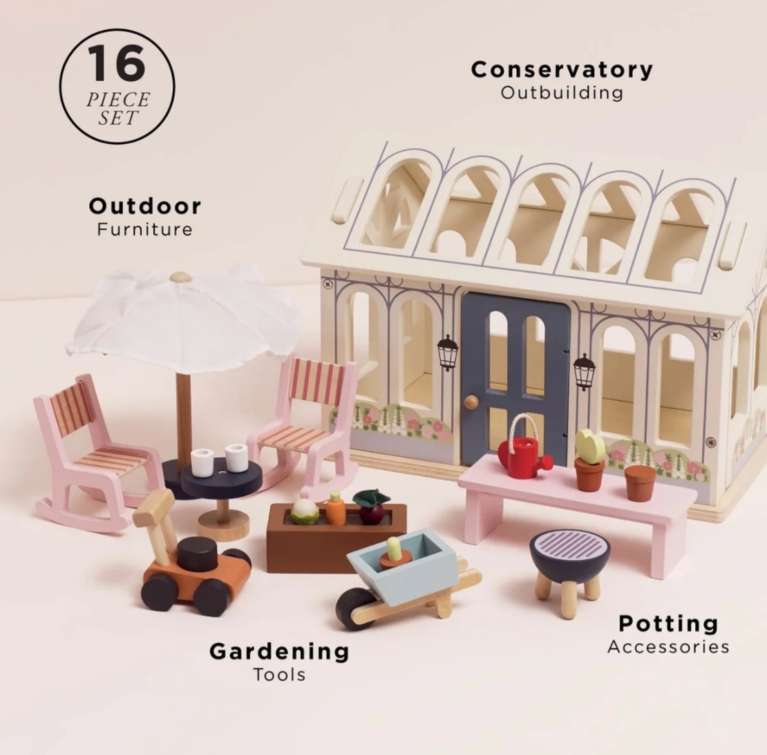 Set de Joacă Verandă și Grădină din Lemn pentru Căsuțe de Păpuși Le Toy Van