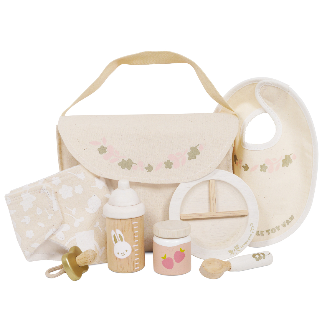 Set pentru schimbat si hranit bebelusi, Le Toy Van, 8 piese, 3 ani+