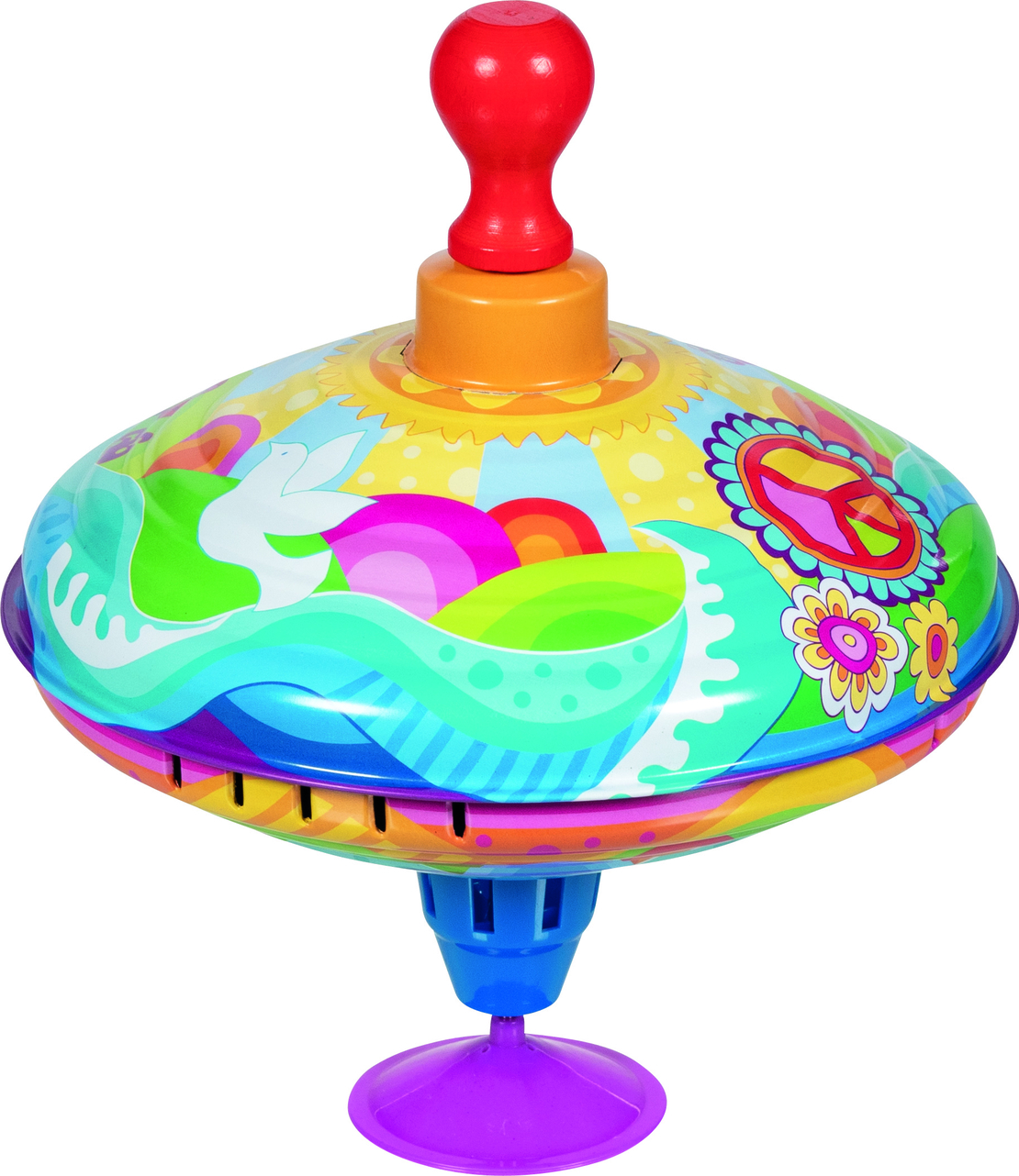 Titirez metalic cu pompă și sunet goki „Sun Swirl”, 18.5 cm, 12 luni+