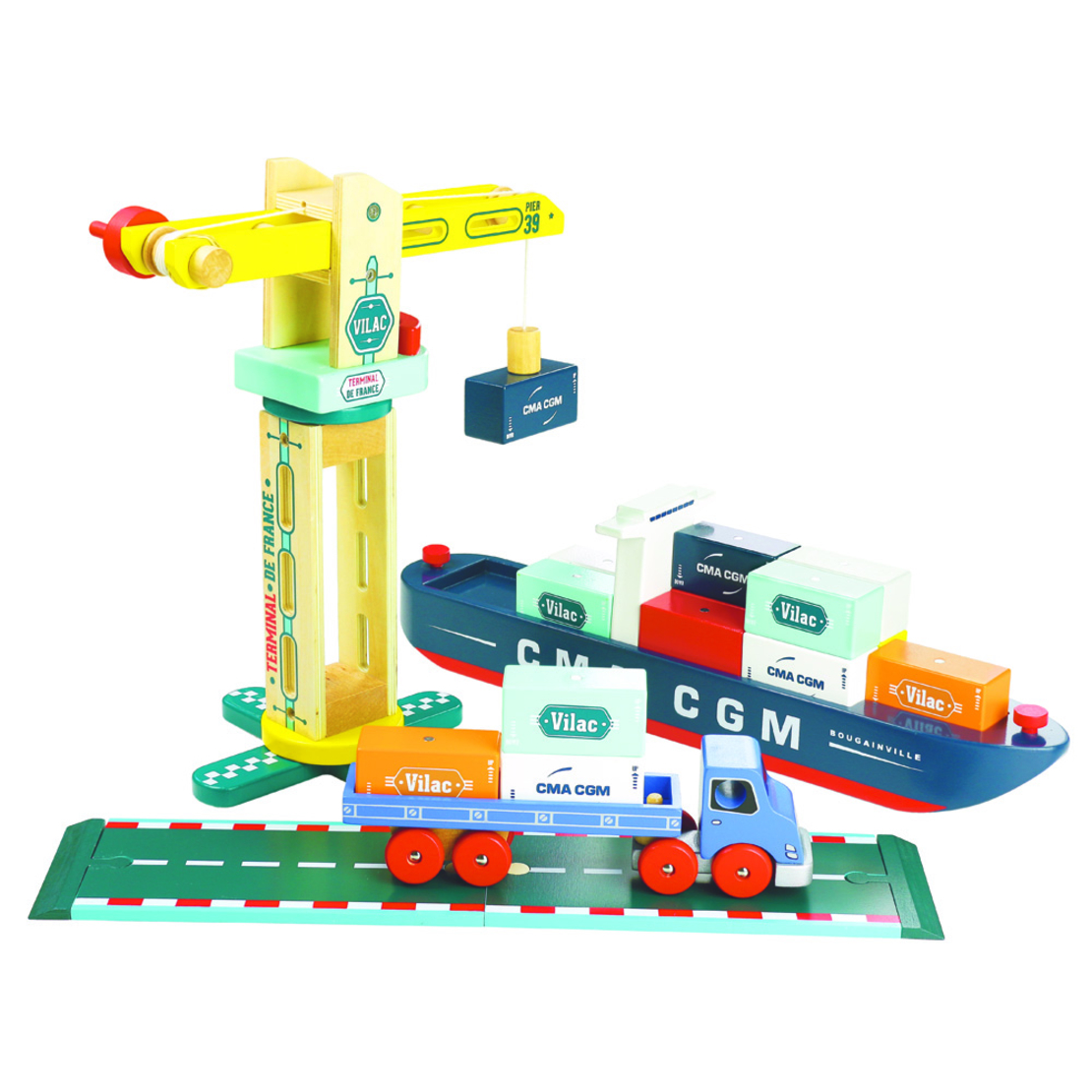 Macara portuară din lemn cu magnet Vilac Vilacity Docker