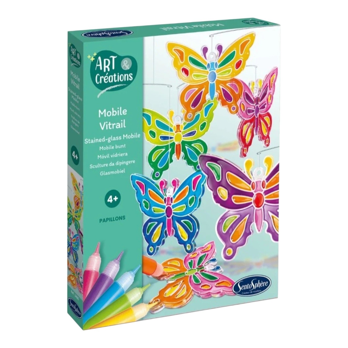 Kit Creativ Carusel Vitraliu pentru Copii, Sentosphere - Fluturi Multicolori