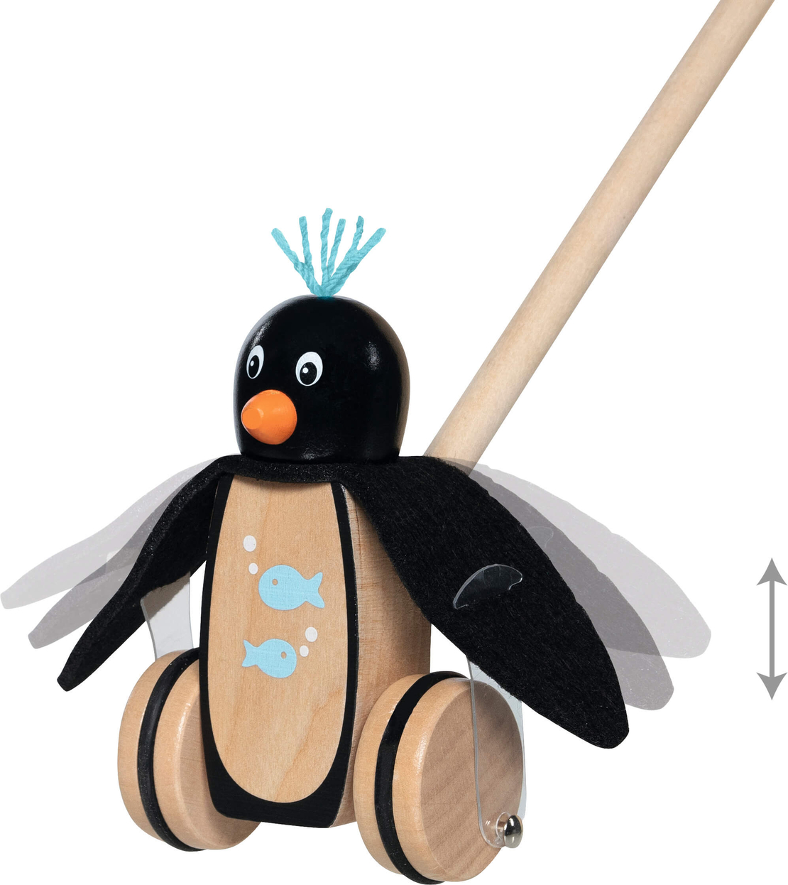 Jucărie de Împins din Lemn, Pinguinul Pablo,Goki,  18 luni+