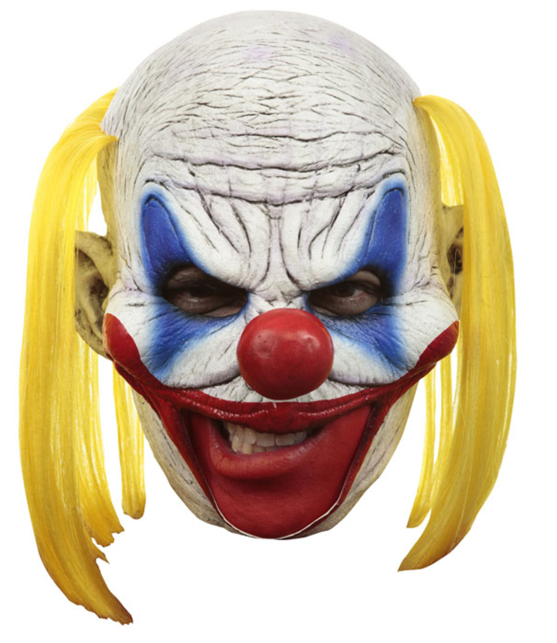 Mască Latex Clovn Horror Clooney (Fără Bărbie), cu Păr Galben – Mărime Universală