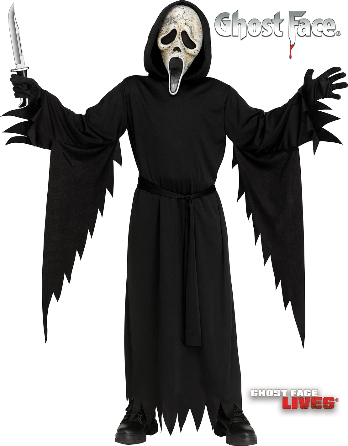 Costum Licențiat Ghost Face Deluxe Aged pentru Adulți – Mască Învechită și Robă Premium