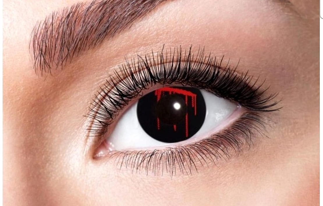 Lentile de Contact Colorate PartyXclusive - Negre cu Pată Roșie (Blood Splash), 3 Luni, 2 buc.