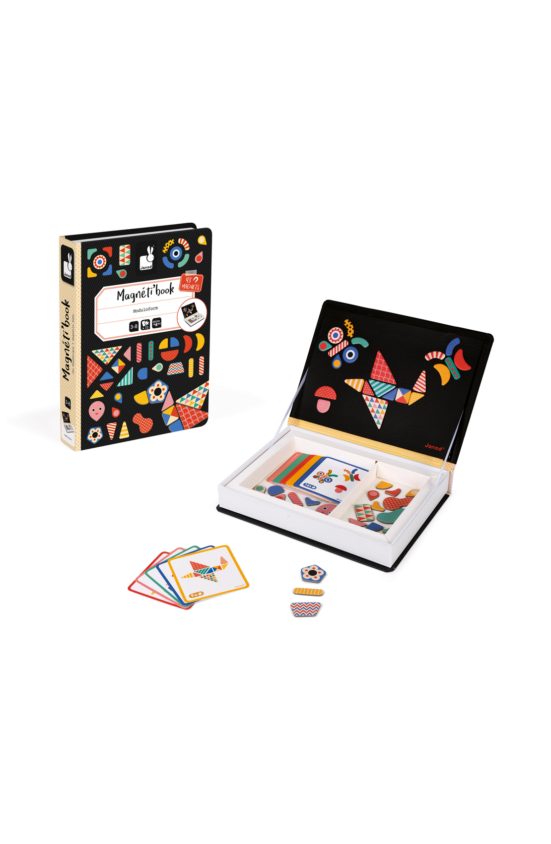 Joc educativ magnetic, Janod, Magneti'book Forme, 73 piese, 3 ani+
