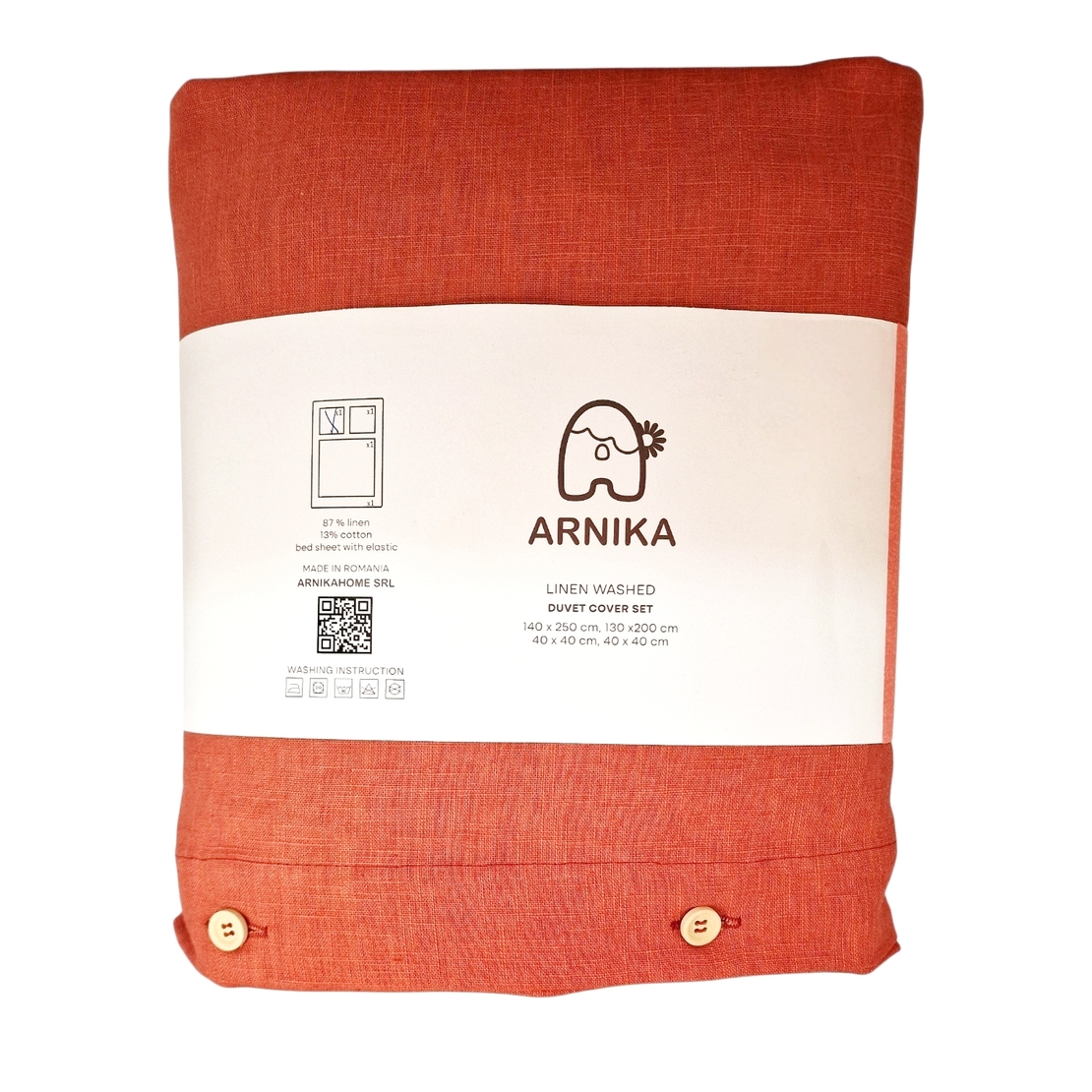 Set Lenjerie de Pat Premium Arnika Home – In și Bumbac,PEACH, Dimensiuni Standard - ARNIKA