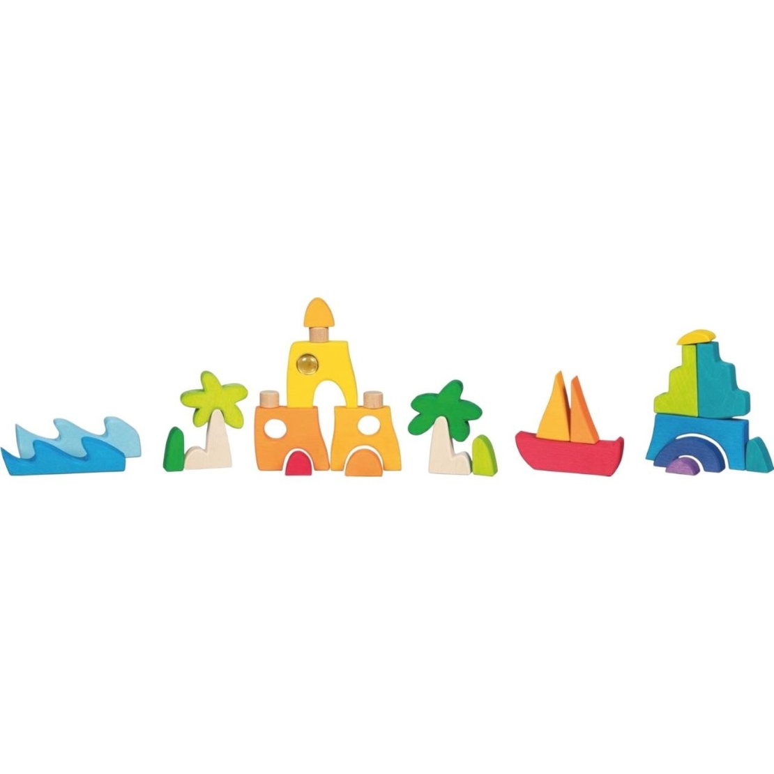 Puzzle din lemn Goki Evolution - Luminile mării, 32 piese