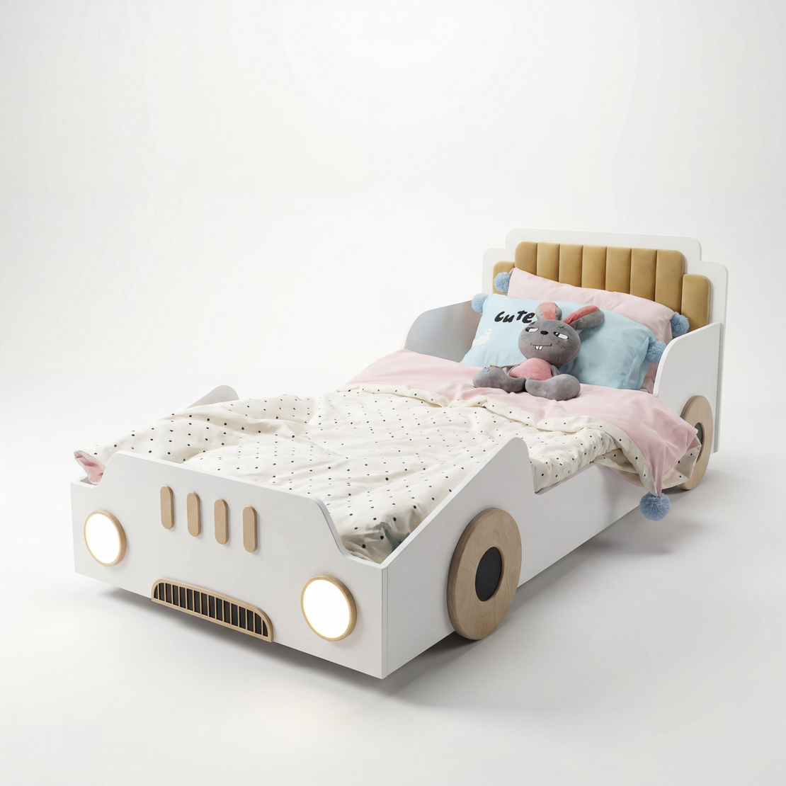 Pătuțul pentru Copii „MAȘINA” (80x200x90 mm) – Confort și Aventură din Lemn Ecologic - ARNIKA
