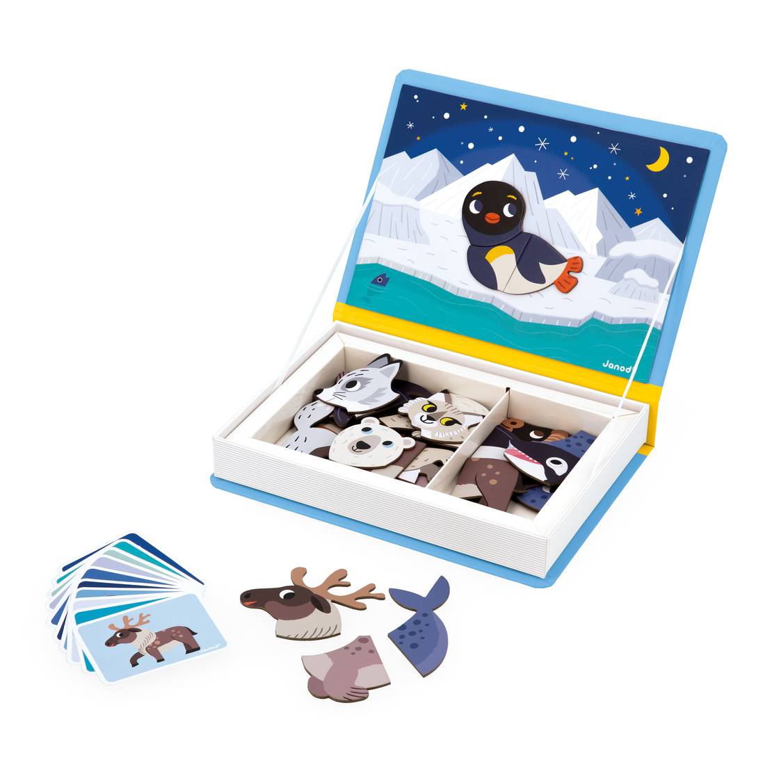 Joc educativ magnetic Janod, Magneti'book Animale Polare, 40 piese 3 ani+