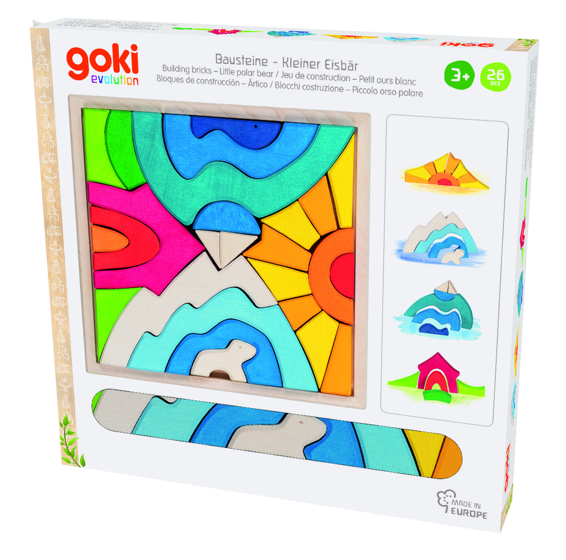 Puzzle din lemn Goki Evolution Landscape - Little Polar Bear