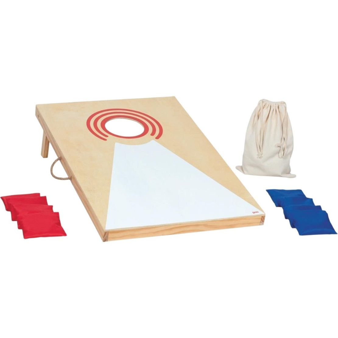 Joc de exterior Goki Cornhole, Aruncare la țintă cu săculeți, din lemn, +5 ani