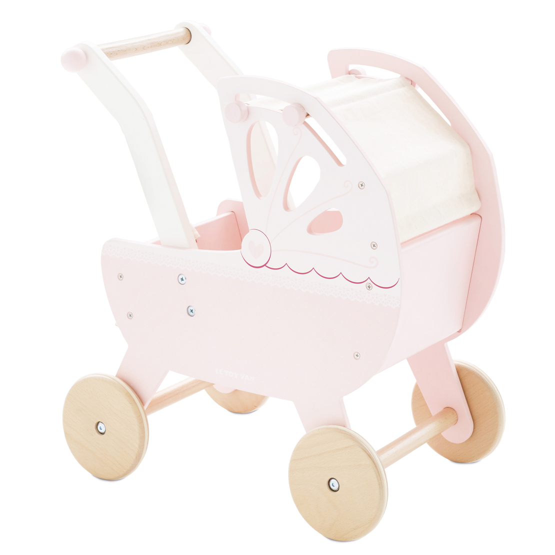 Carucior pentru papusi, Le Toy Van, roz, din lemn