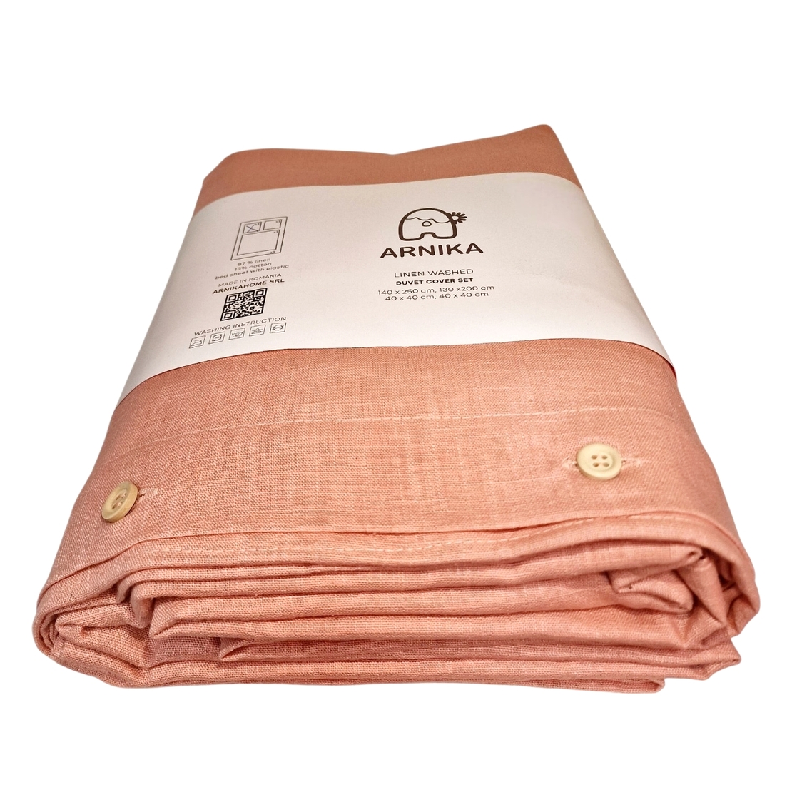 Set Lenjerie de Pat Premium Arnika Home – In și Bumbac,ROSE, Dimensiuni Standard - ARNIKA