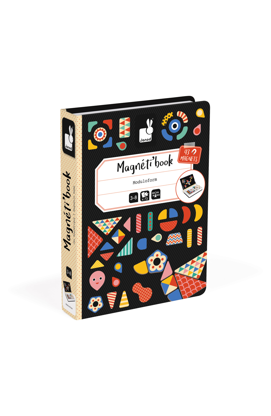 Joc educativ magnetic, Janod, Magneti'book Forme, 73 piese, 3 ani+