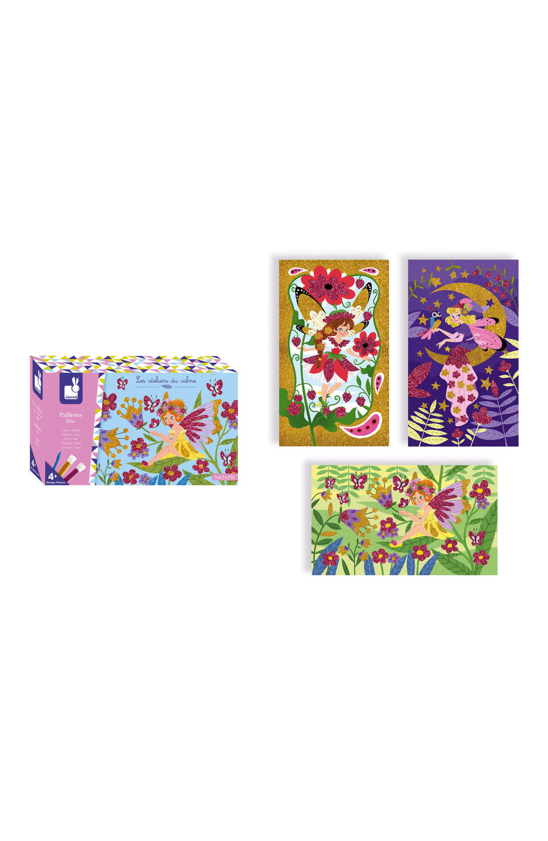 Set creativ, Janod, Printese, cu sclipici, 4 ani+