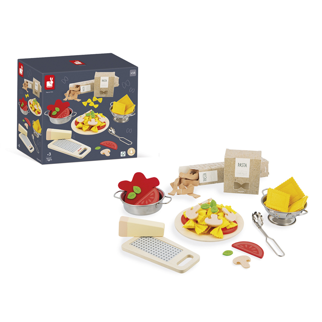 Set de joaca, Janod, Mix de paste, 58 piese, 3 ani+