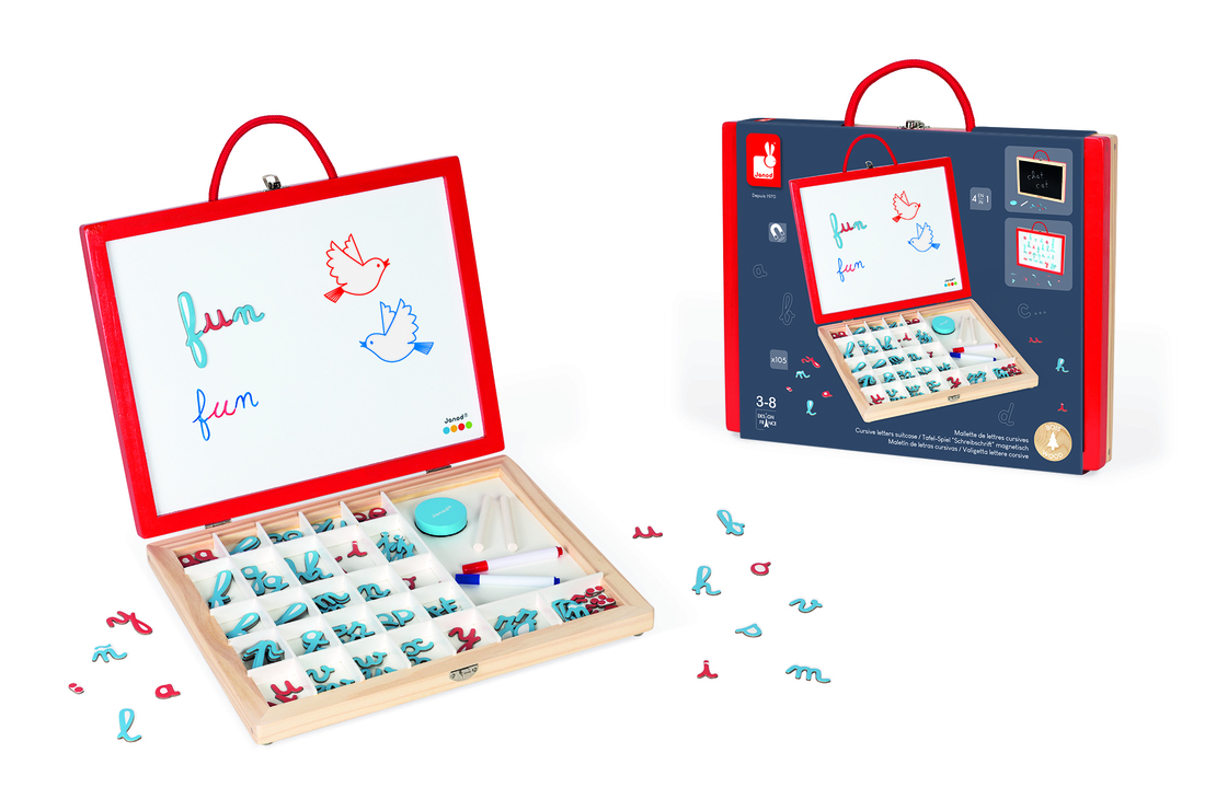 Joc educativ cu magnet, Janod, literele de mana, 3 ani+
