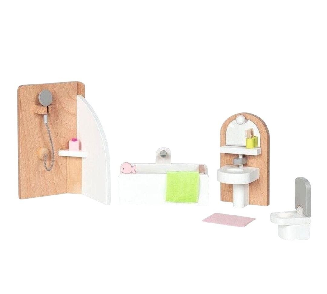 Set Mobilier din Lemn pentru Căsuța de Păpuși Goki – Baie Modernă, 10 Piese