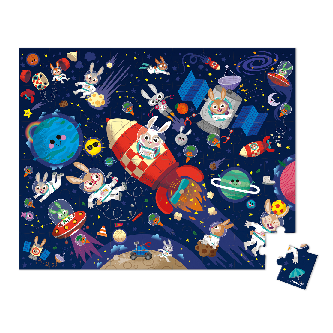 Puzzle racheta, Janod, 54 piese, 5 ani+