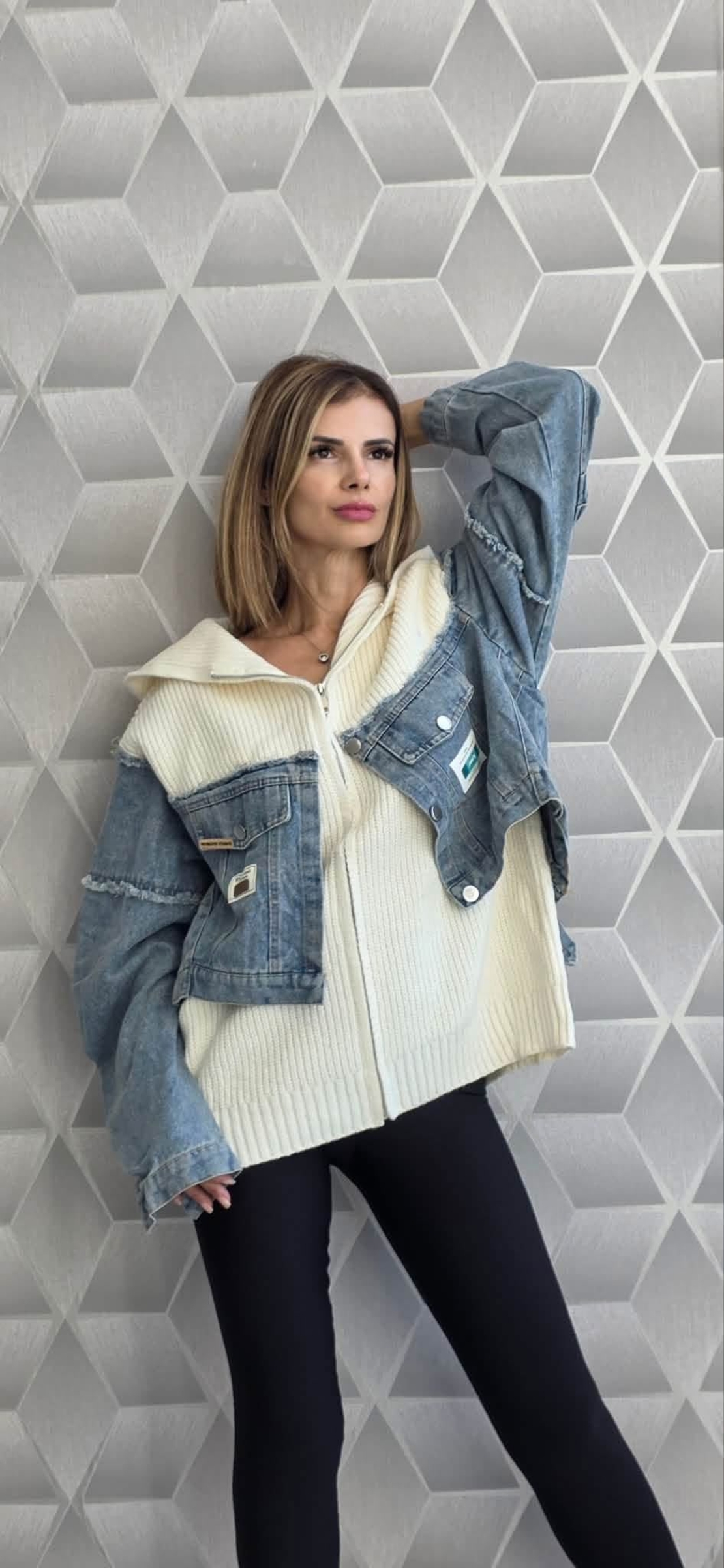 Jacheta Dama din Denim cu Gluga