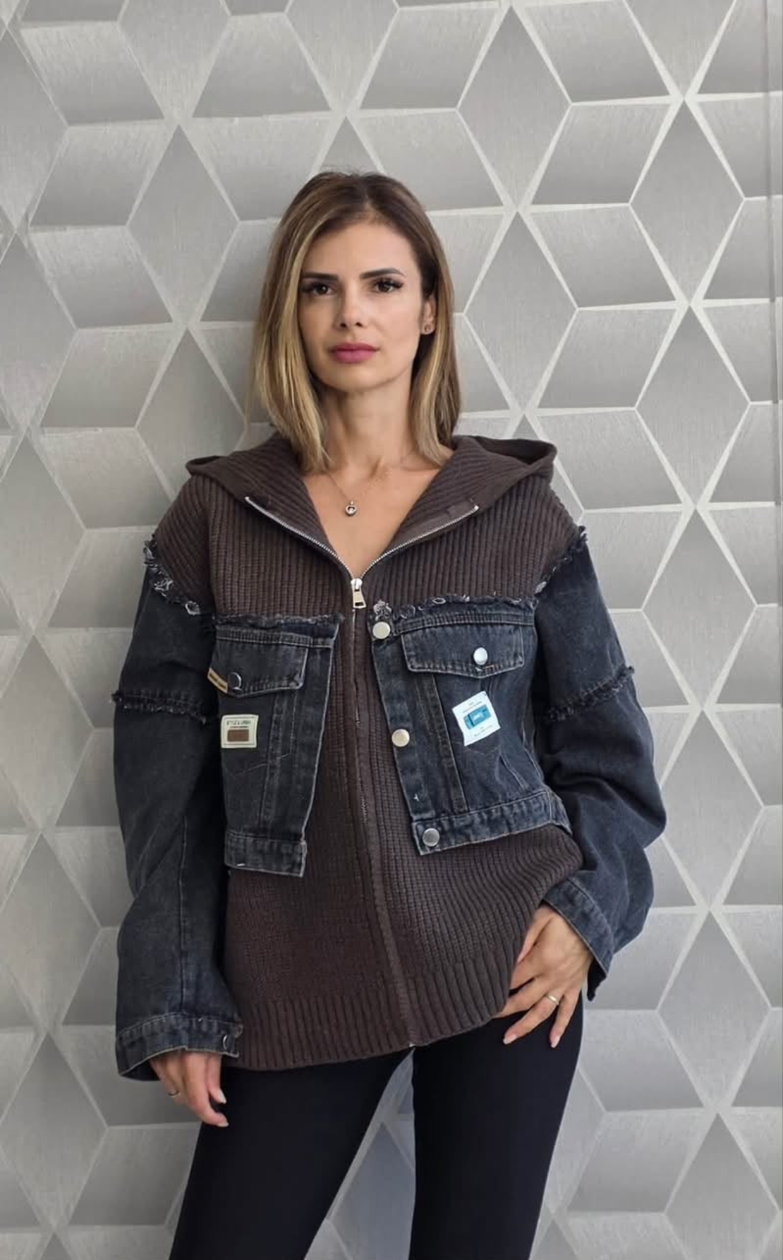 Jacheta Dama din Denim cu Gluga