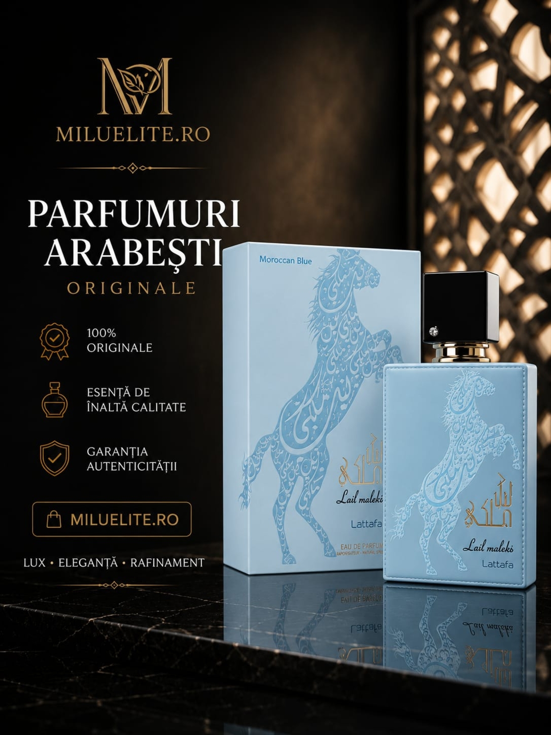 Lattafa Lail Maleki Moroccan Blue – Eau de Parfum 100 ml | Parfum Arabesc Original Unisex