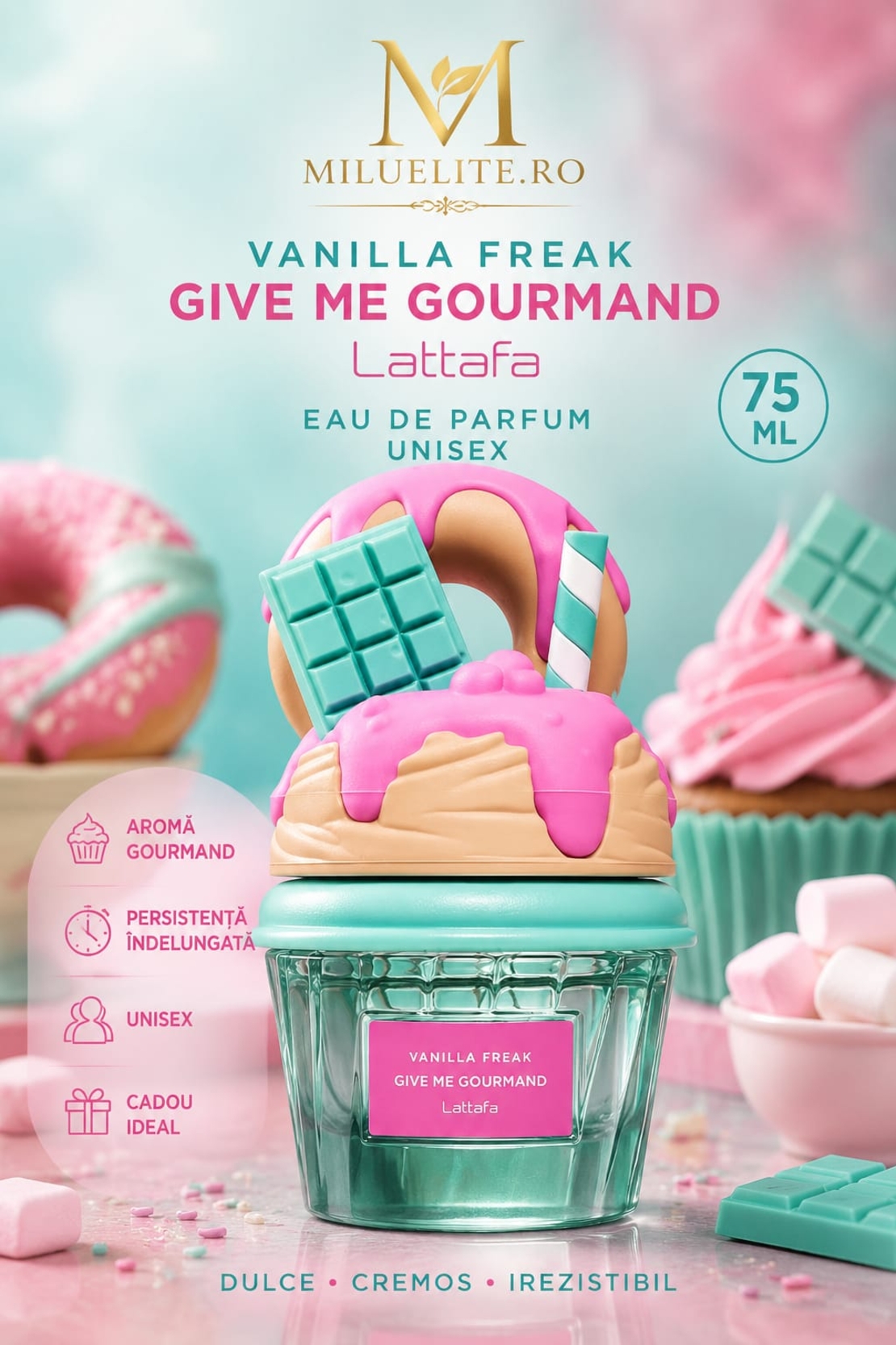 Apa de Parfum Lattafa, Vanilla Freak - Give Me Gourmand, Unisex, 75ml