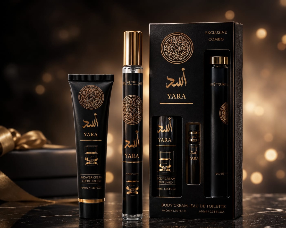 YARA Exclusive Combo – Ritual de Răsfăț Oriental | Parfum + Body Cream + Shower Cream | Eleganță care rămâne în memorie