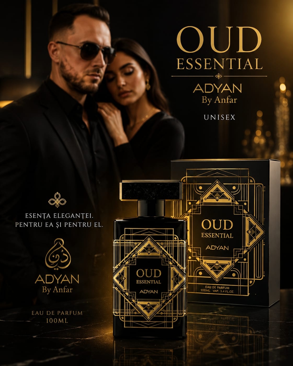 ADYAN Oud Essential by Anfar Eau de Parfum 100 ml – Parfum Oriental Unisex cu Oud și Note Lemnoase