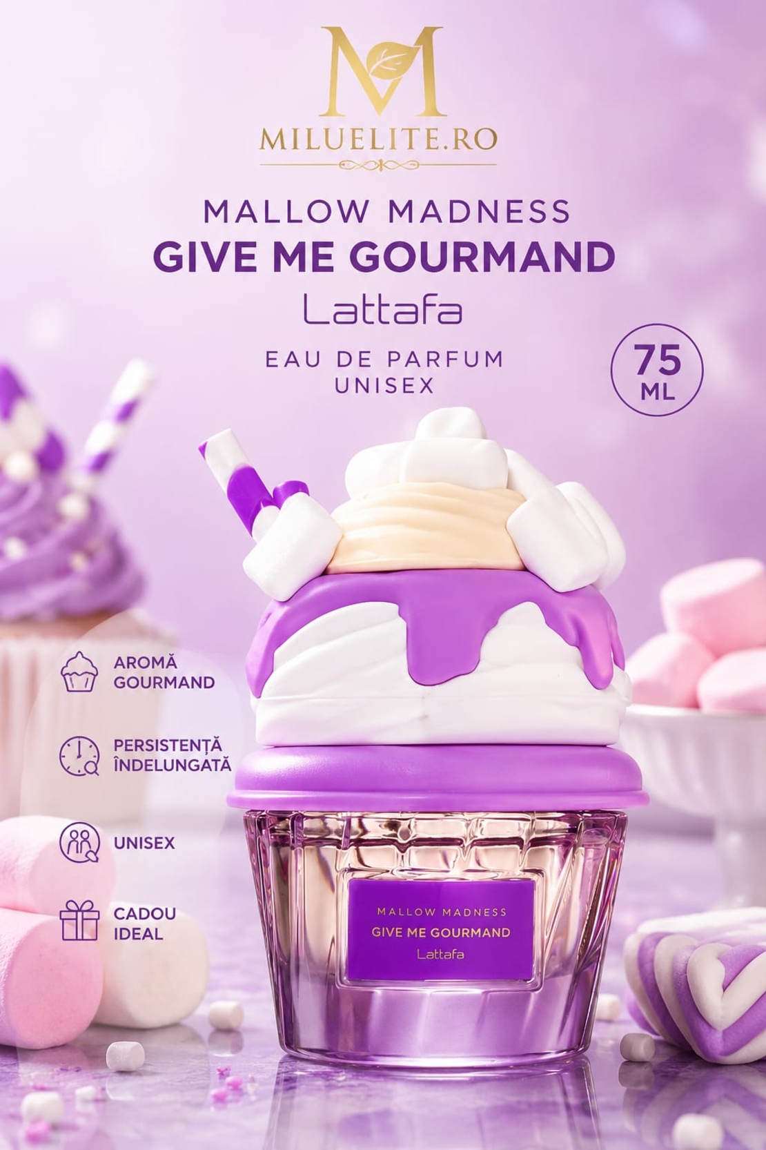 Apa de Parfum Lattafa, Mallow Madness - Give Me Gourmand, Unisex, 75ml