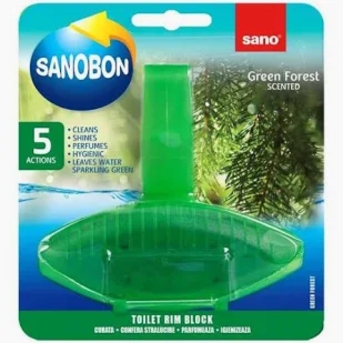 Săpun Odorizant pentru Vasul Toaletei Sano Bon 5 Actions Green Forest, 55g