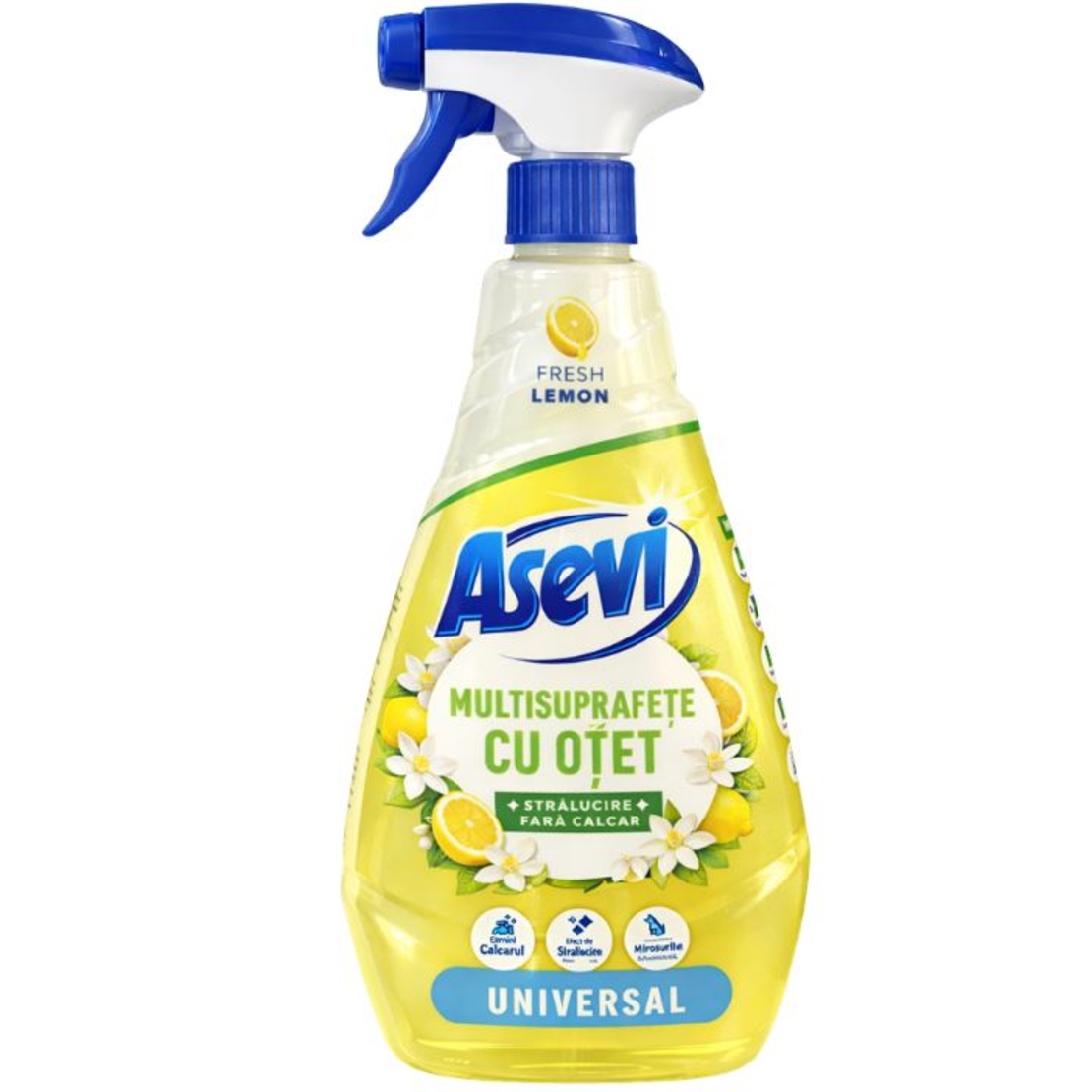 Soluție Spray Universală pentru Multisuprafețe Asevi Fresh Lemon cu Oțet, 750 ml