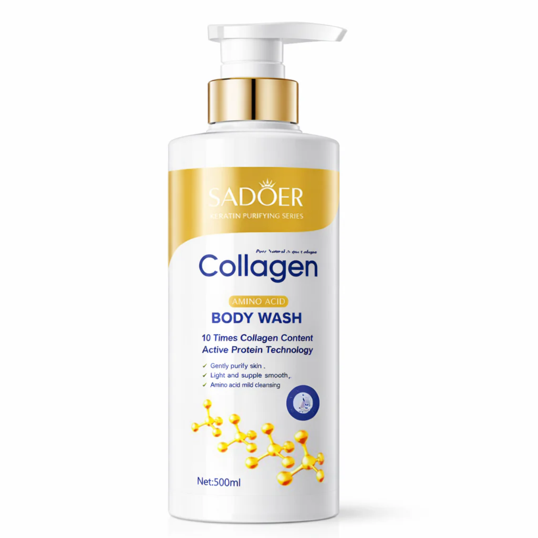 Gel de duș hidratant și fermitate Sadoer Collagen Amino Acid Body Wash, 500ml