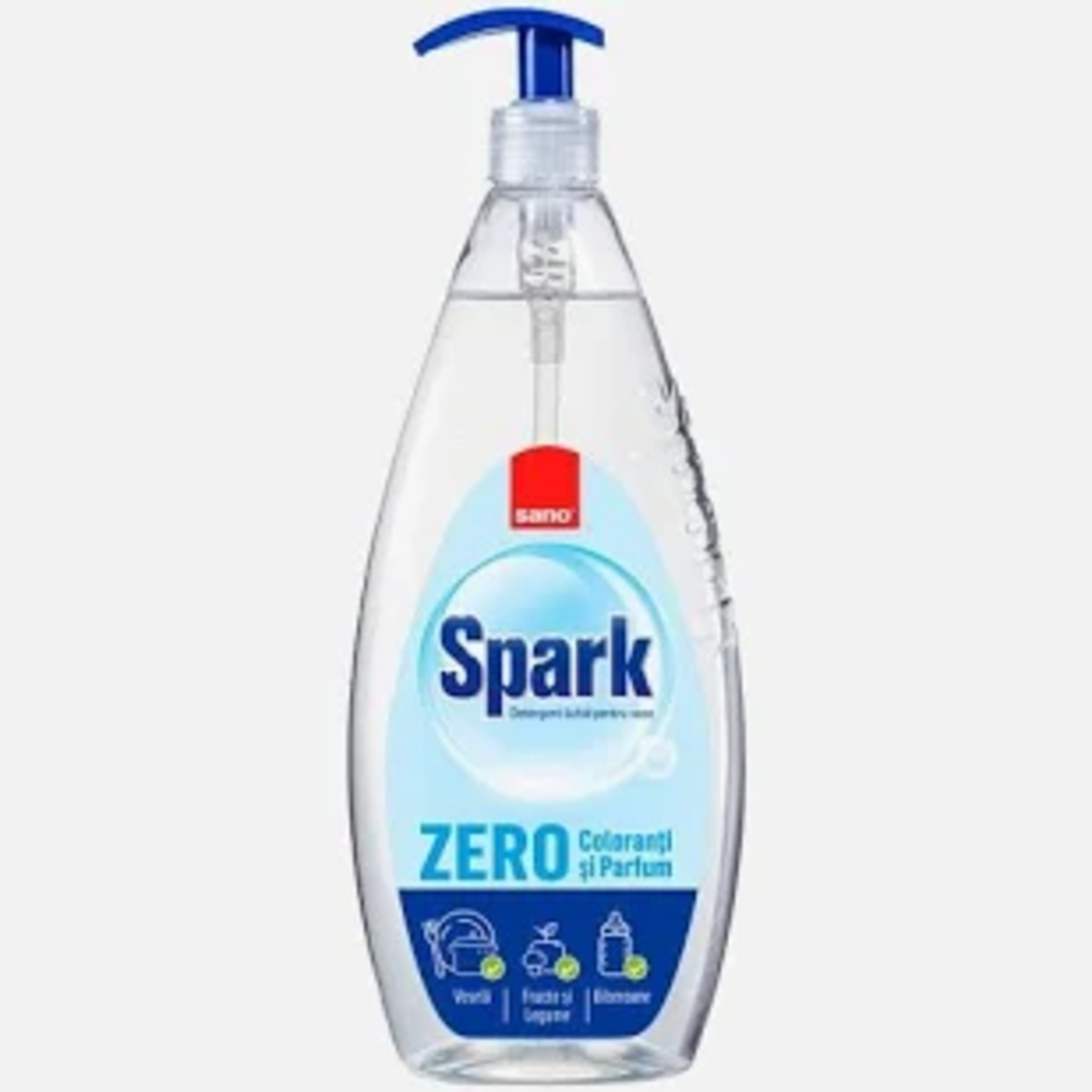 Detergent de Vase Sano Spark Zero, ZERO Coloranți și Parfum, cu Pompiță, 700ml