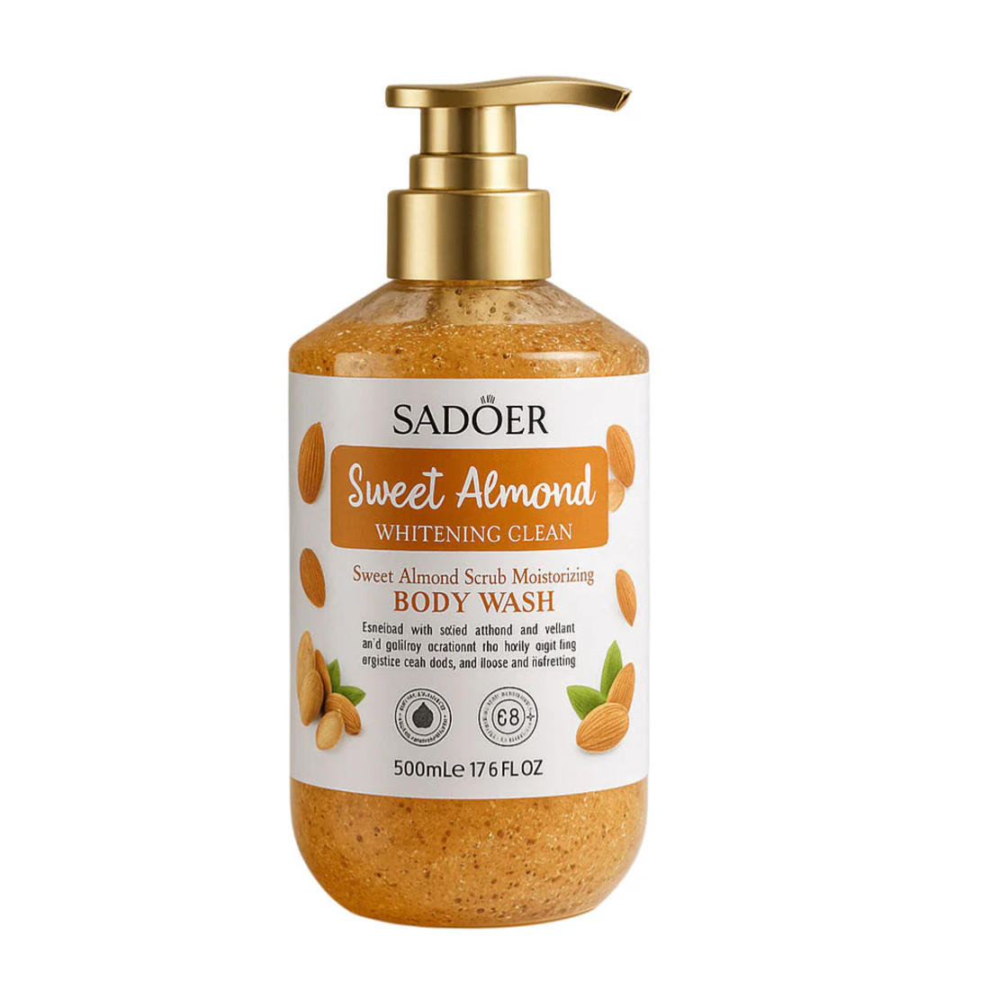 Gel de duș exfoliant și hidratant Sadoer Sweet Almond, 500ml