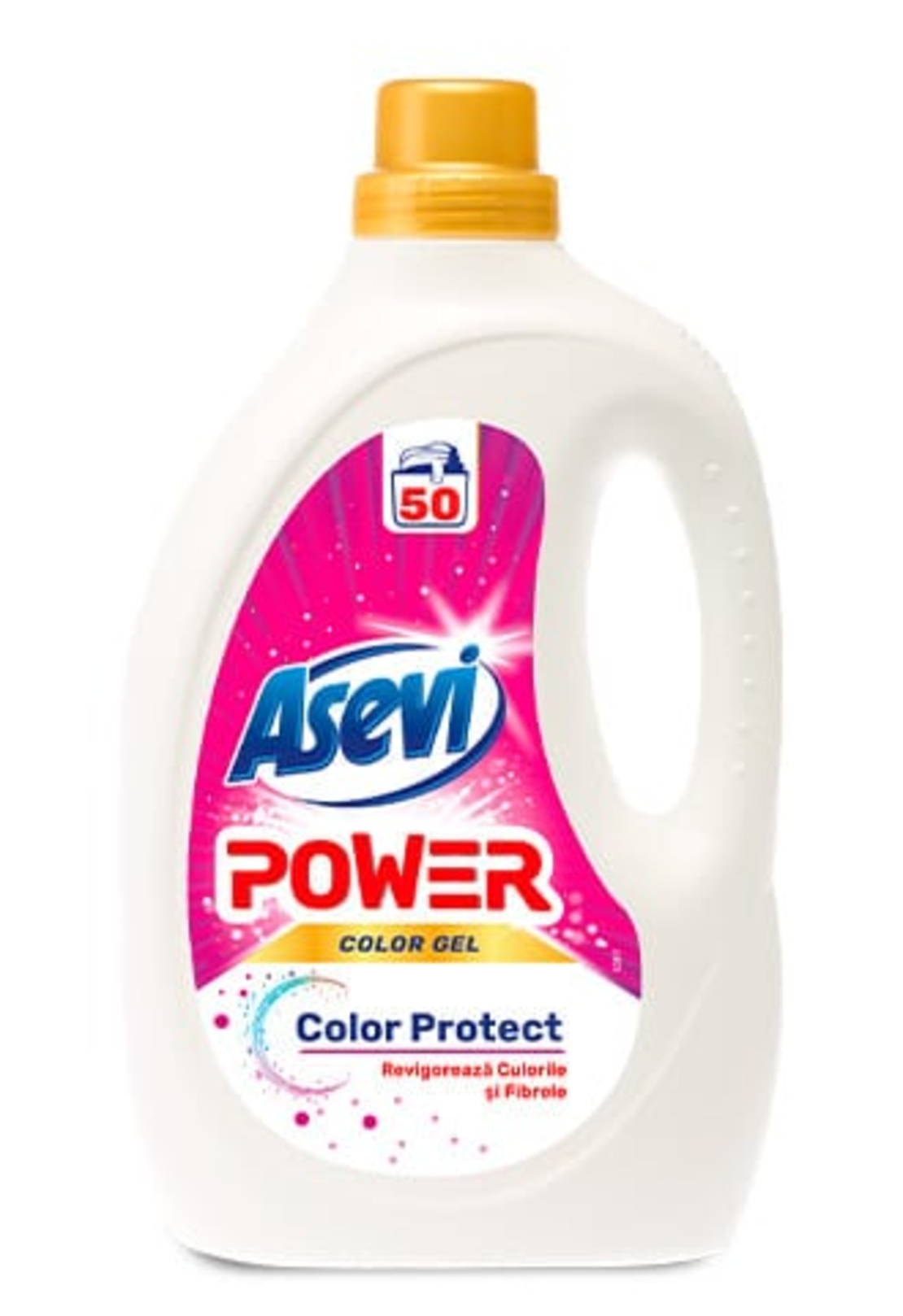 Detergent Lichid Asevi Power Color Gel Color Protect, 50 Spălări, 2.5L