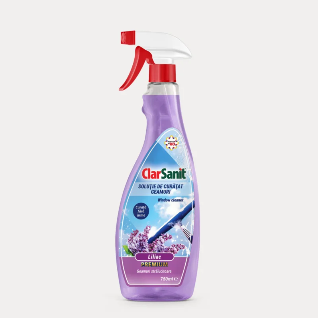 Soluție de Curățat Geamuri ClarSanit Premium Liliac, 750ml