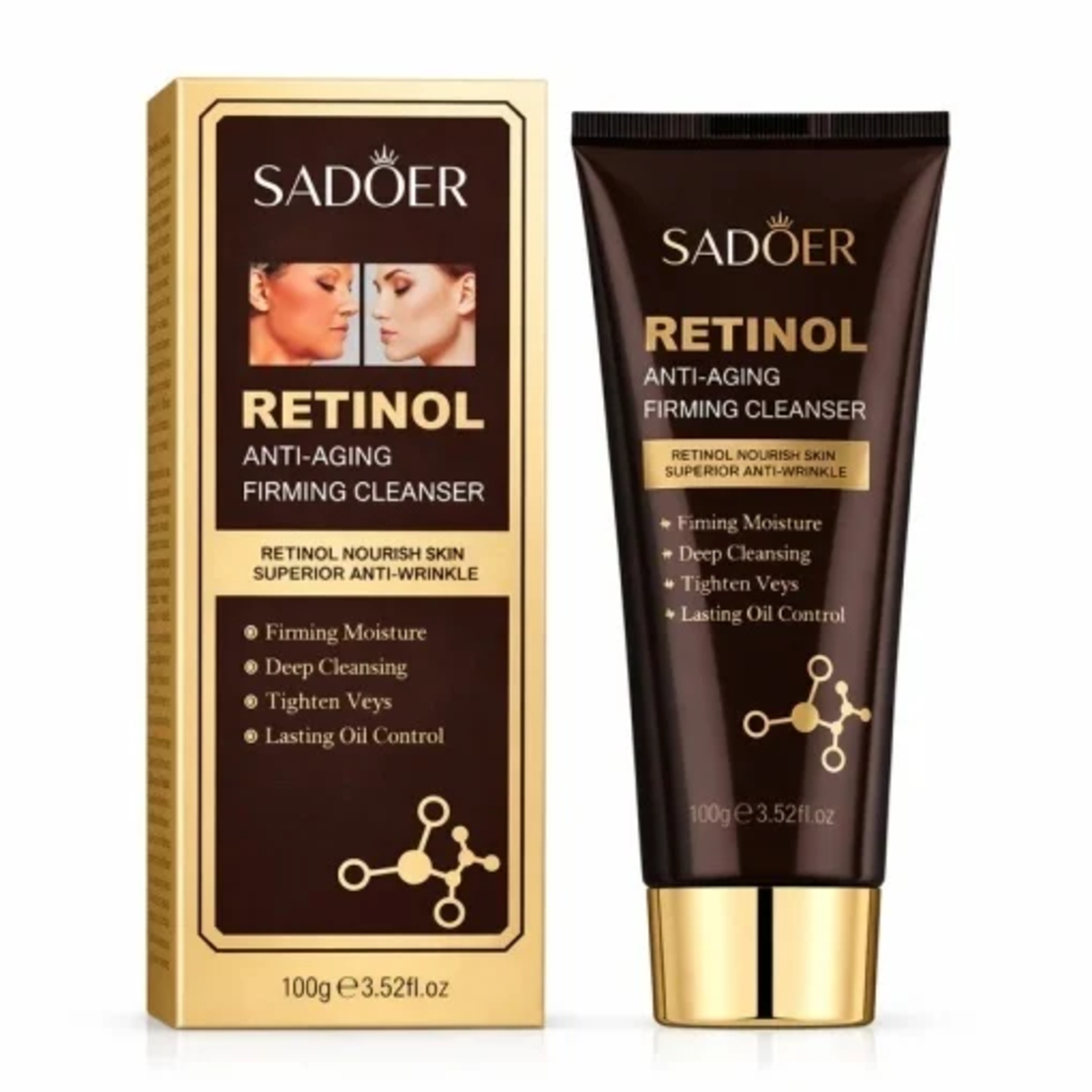 Spumă de curățare facială antirid Sadoer Retinol Anti-Aging Firming Cleanser, 100g
