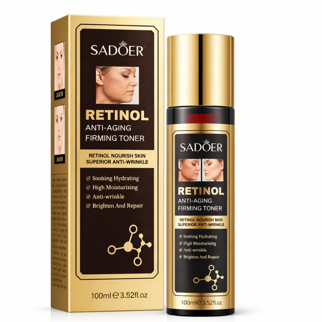 Loțiune Tonică Facială Anti-Rid Sadoer Retinol Anti-Aging Firming Toner, 100ml
