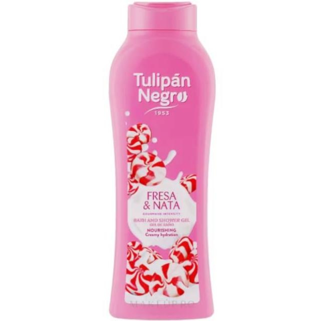 Gel de Duș Tulipán Negro Fresa & Nata, Hidratare Cremoasă, 650ml