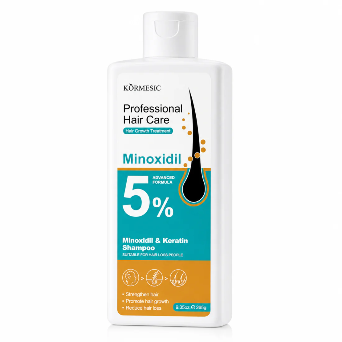 Șampon Tratament Împotriva Căderii Părului Kormesic Minoxidil 5% & Keratin, 265ml
