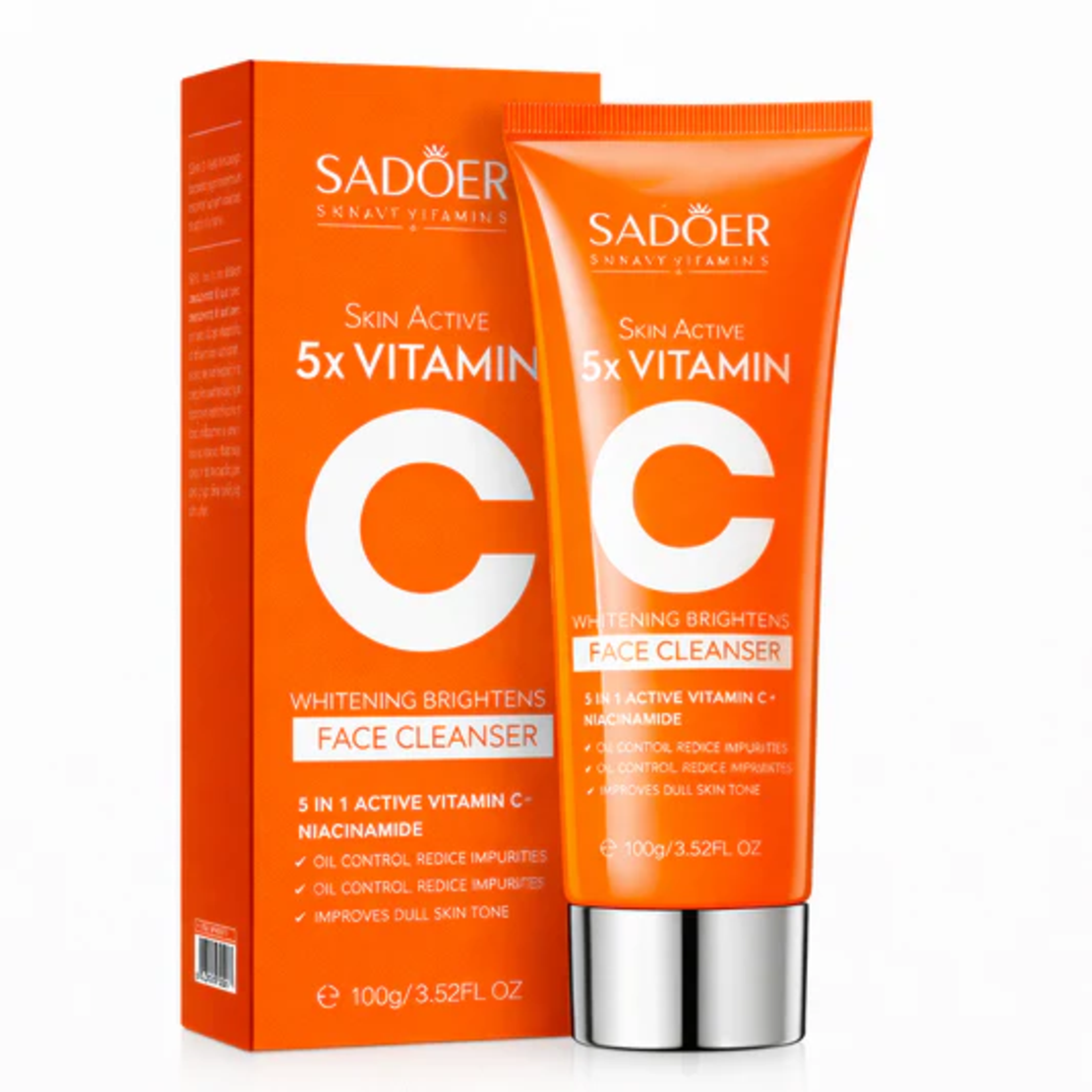 Spumă de curățare facială iluminatoare Sadoer Skin Active 5x Vitamin C Face Cleanser, 100g
