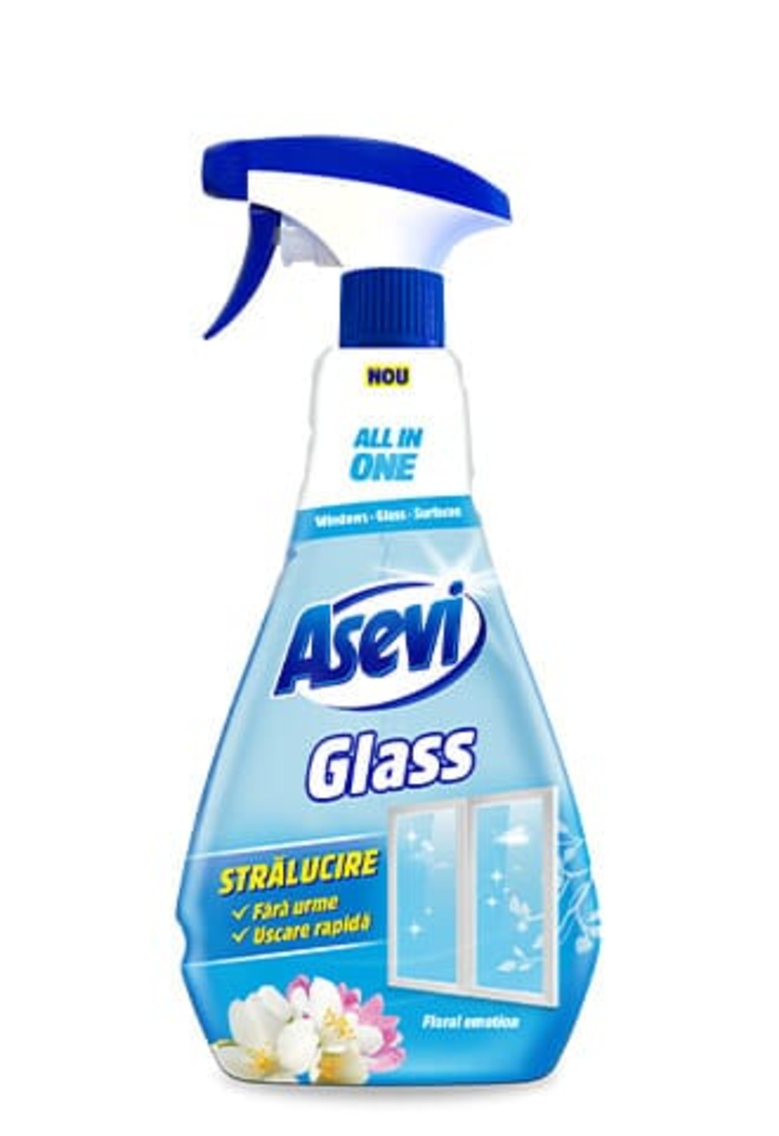 Soluție de Curățat Geamuri și Suprafețe Asevi Glass Floral Emotion, 750ml